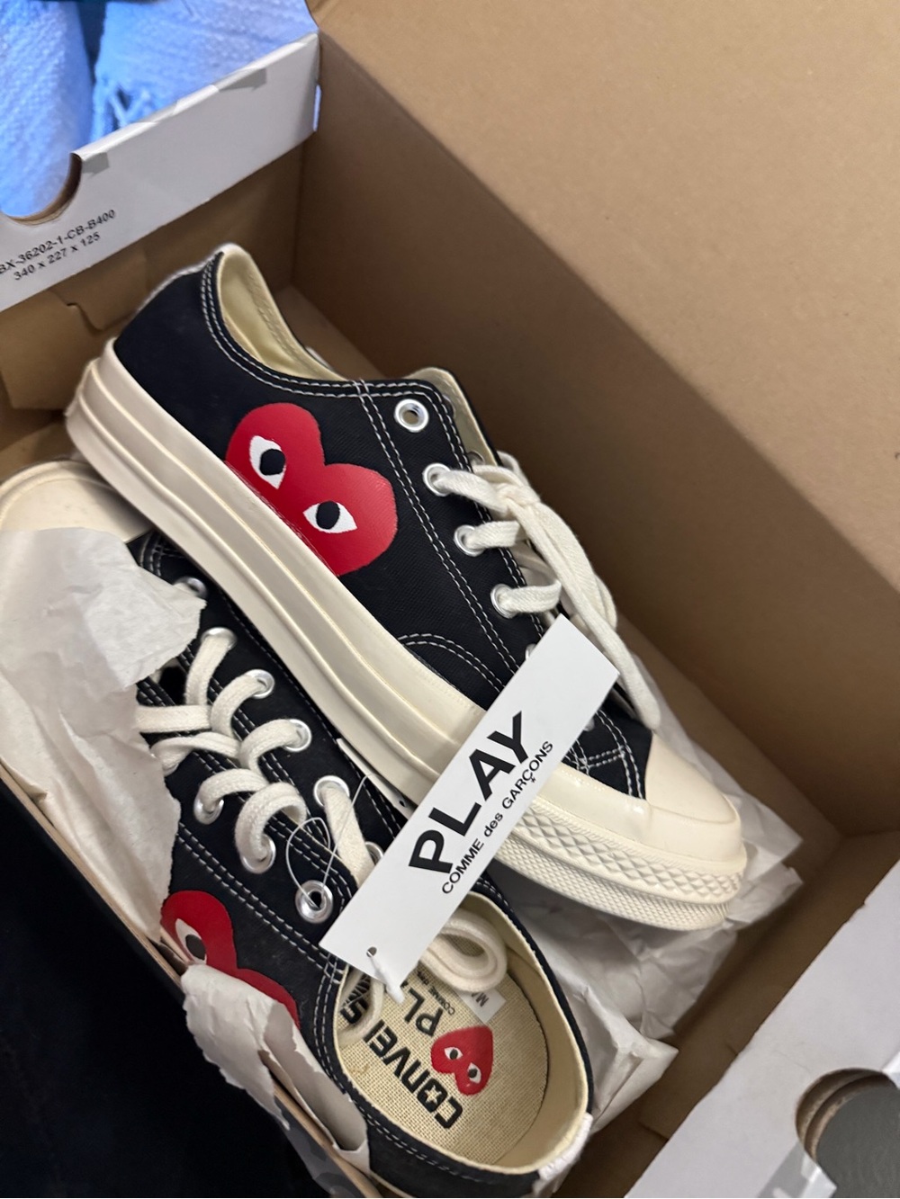 Comme des Garcons PLAY Black Canvas Low-Top Sneakers with Red Heart